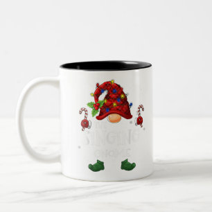 The Singing Gnome Buffalo Plaid Christmas Tree Lig Two-Tone Coffee Mug