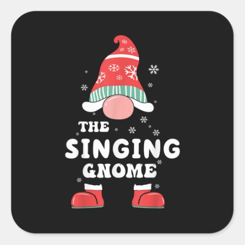 The Singing Gnome Matching Family Christmas Pajama Square Sticker