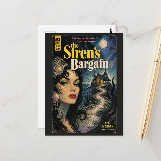 The Sirens Bargain Fantasy Horror Book Cover Postcard (Front/Back In Situ)