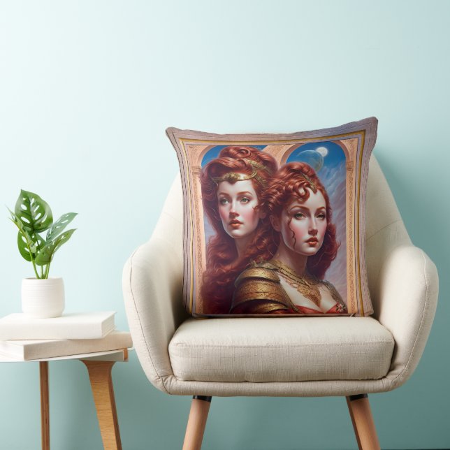 The Sisters Red AI Concept Art by Xzendor7 Throw Pillow (Chair)