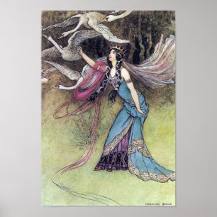 The Six Swans by Warwick Goble Poster
