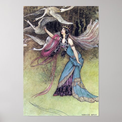 The Six Swans by Warwick Goble Poster