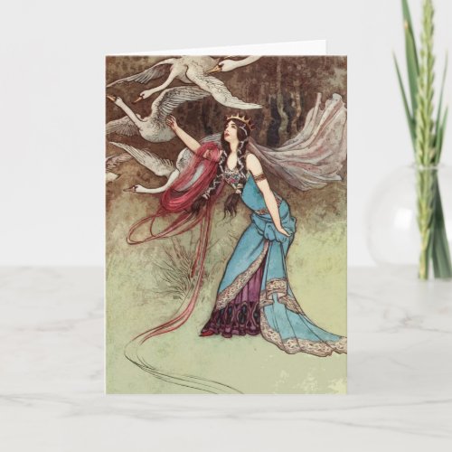 The Six Swans Princess Vintage Fairy Tale Story Card