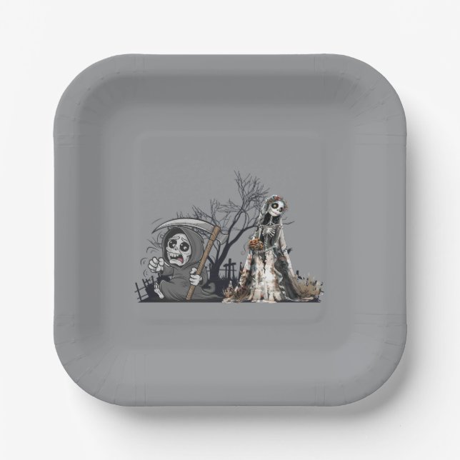  The Skeleton and the Corpse Bride. Paper Plates (Front)