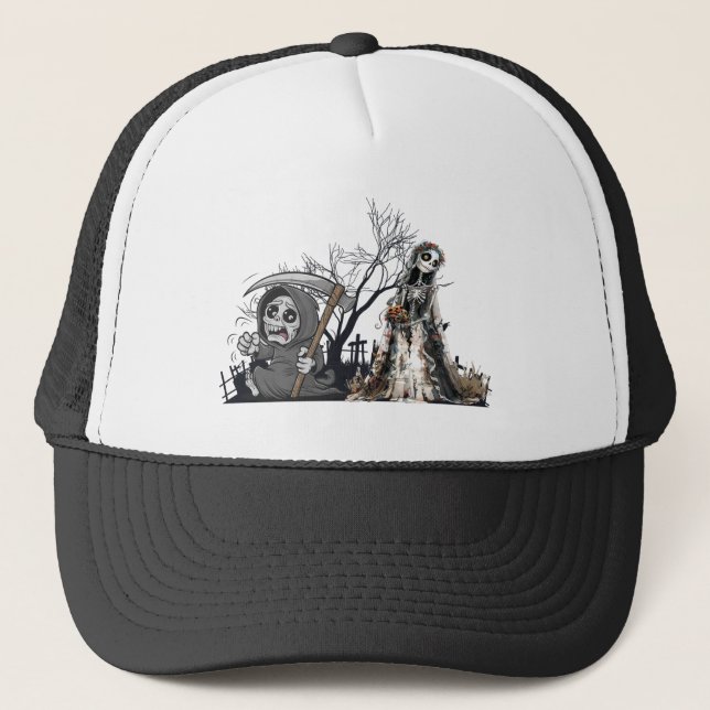  The Skeleton and the Corpse Bride. Trucker Hat (Front)