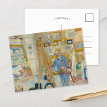 The Skeleton Painter | James Ensor Postcard<br><div class="desc">The Skeleton Painter (1896) | Original artwork by Belgian artist James Ensor (1860-1949). The painting depicts a skeleton wearing a light blue suit as an artist working in his studio, surrounded by an array of framed artwork. Ensor was an important influence on expressionism and surrealism. Use the design tools to...</div>
