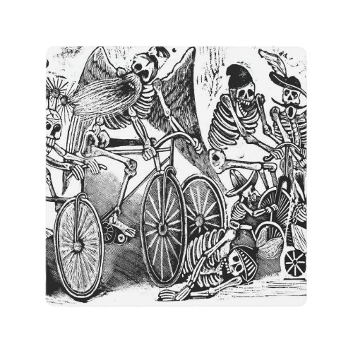 The Skeletons The Calaveras Riding Bicycles Metal Print