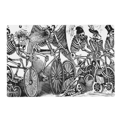 The Skeletons The Calaveras Riding Bicycles Placemat