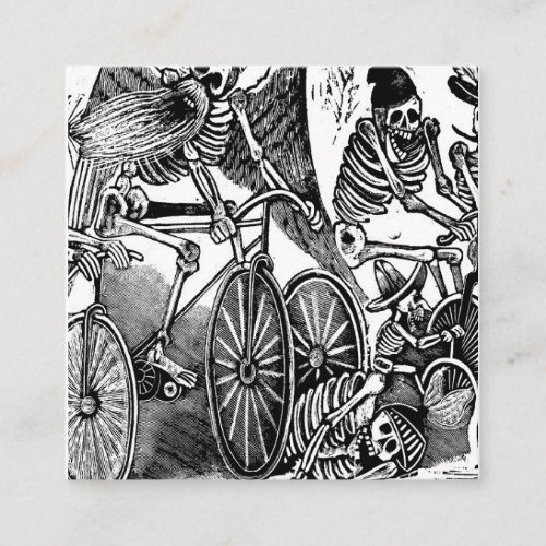 The Skeletons The Calaveras Riding Bicycles Square Business Card