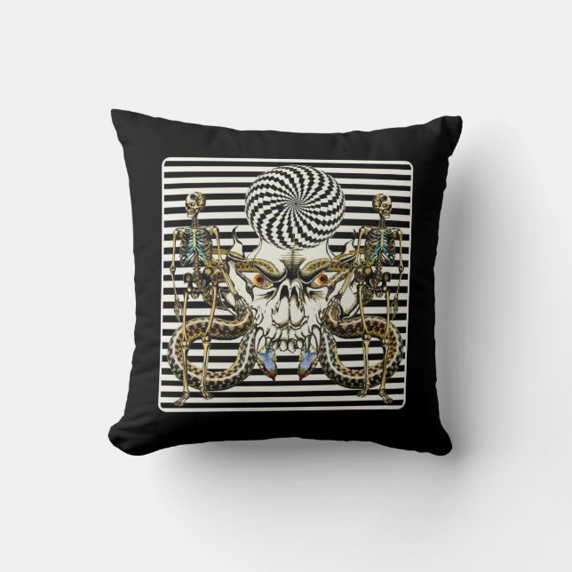 The Skelton Lord Throw Pillow (Front)