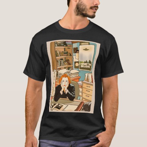 The skeptical Dana Scully in the Mulder s office T T_Shirt