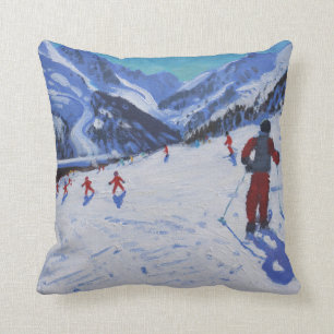 The ski instructor Mottaret Throw Pillow