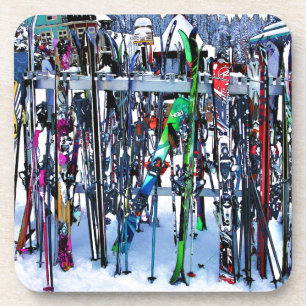 The Ski Party - Skis and Poles Beverage Coaster