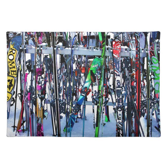 The Ski Party - Skis and Poles Cloth Placemat (Front)