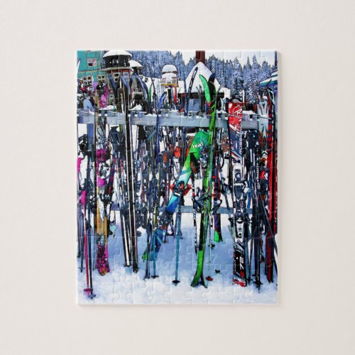 The Ski Party _ Skis and Poles Jigsaw Puzzle