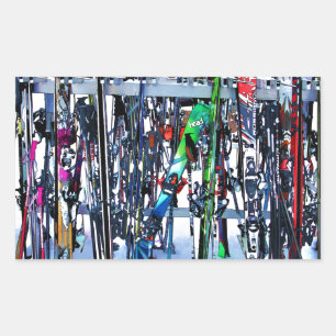 The Ski Party - Skis and Poles Rectangular Sticker