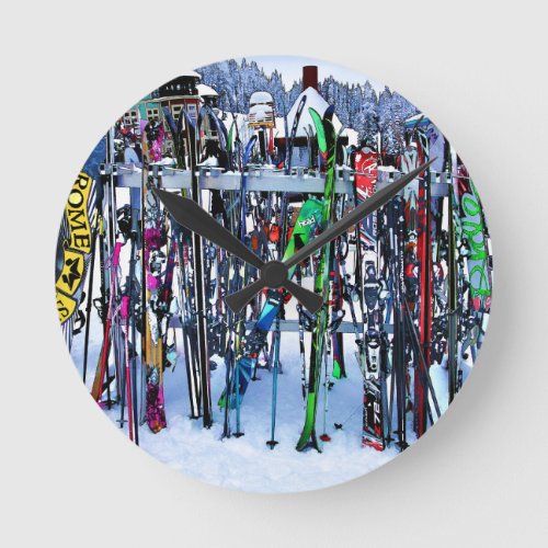 The Ski Party _ Skis and Poles Round Clock