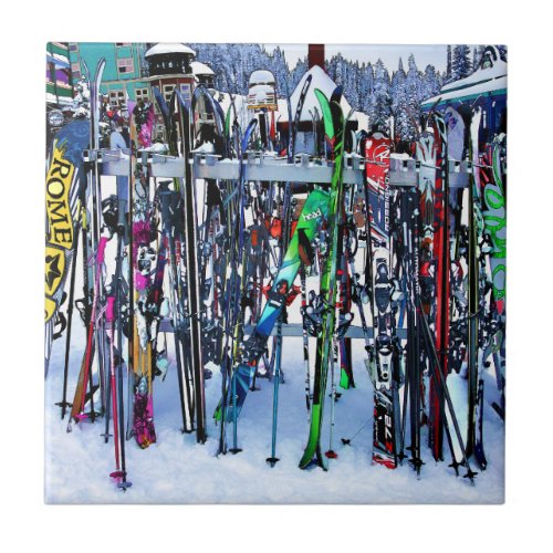 The Ski Party _ Skis and Poles Tile