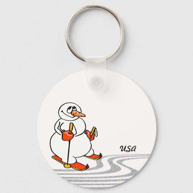 The Skiing Snowman - Keychain (Front)