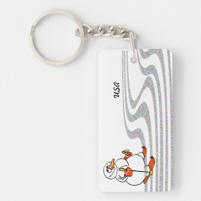 The Skiing Snowman - Keychain (Front)