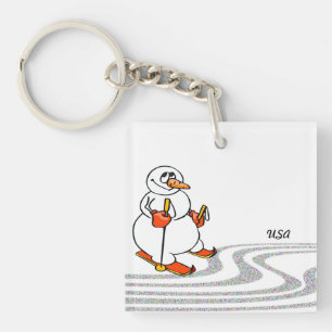 The Skiing Snowman - Keychain