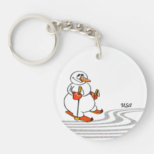 The Skiing Snowman - Keychain
