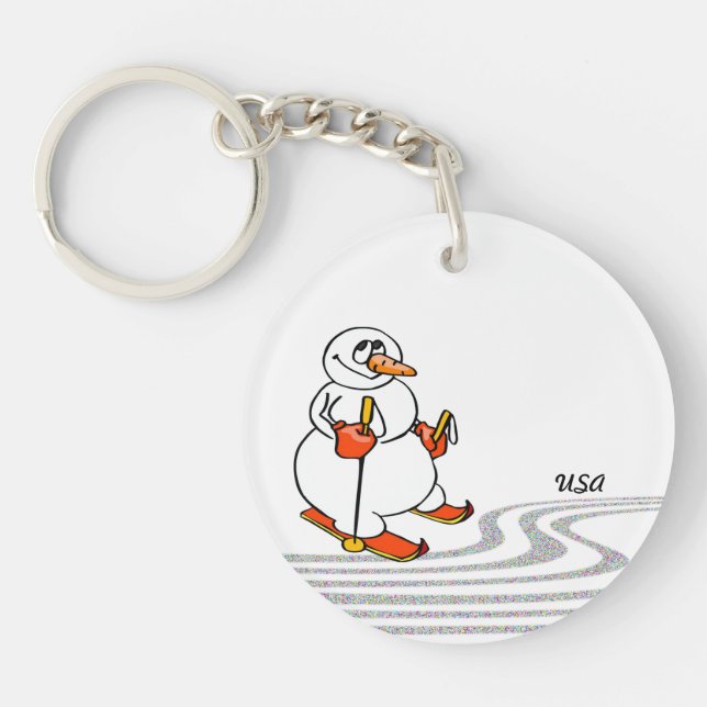 The Skiing Snowman - Keychain (Front)