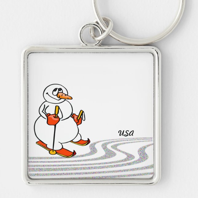 The Skiing Snowman - Keychain (Front)