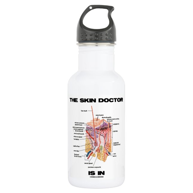 The Skin Doctor Is In (Anatomy Dermatology) Water Bottle (Front)