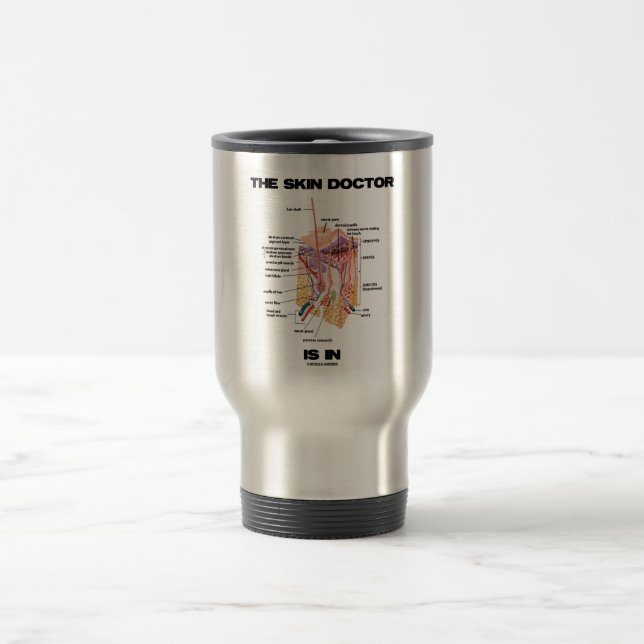 The Skin Doctor Is In (Dermatology Attitude) Travel Mug (Center)
