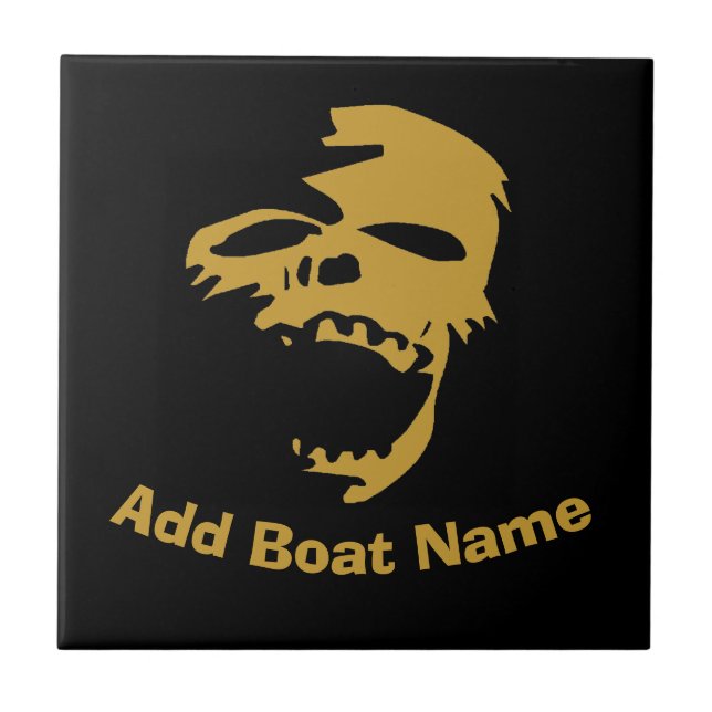 The Skull , Abstract, Boat Name, Personalize Ceramic Tile (Front)