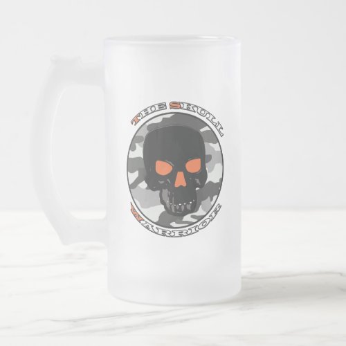 The skull warrior    frosted glass beer mug