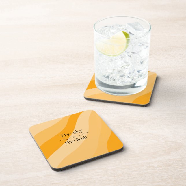 The sky is the limit orange abstract gradient beverage coaster (Right Side)