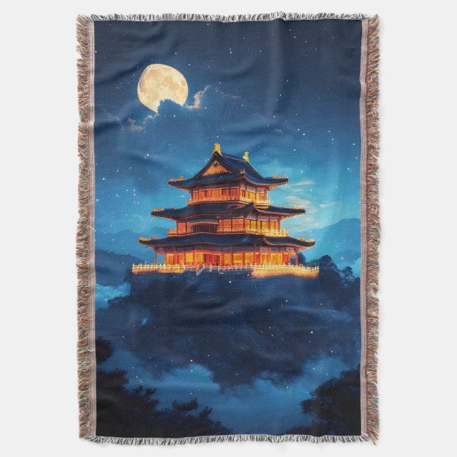 The Sky Palace at Midnight Throw Blanket (Front Vertical)