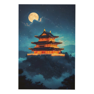 The Sky Palace at Midnight Wood Wall Art