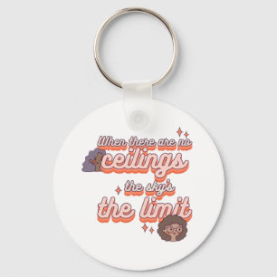 The sky’s the limit   Women's Rights Pink Retro  Keychain