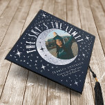 The Sky's the Limit Moon Tarot Photo Graduation Cap Topper<br><div class="desc">A classy modern Graduation Hat Topper features a witchy vibe with the text "The Sky's the Limit " with a photo of your graduate in a crescent moon. Not real foil.</div>