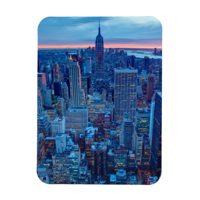 The skyscrapers of Manhattan are lit Magnet (Vertical)