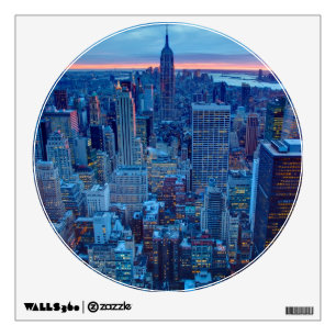 The skyscrapers of Manhattan are lit Wall Decal