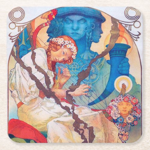 The Slav Epic Alphonse Mucha Square Paper Coaster