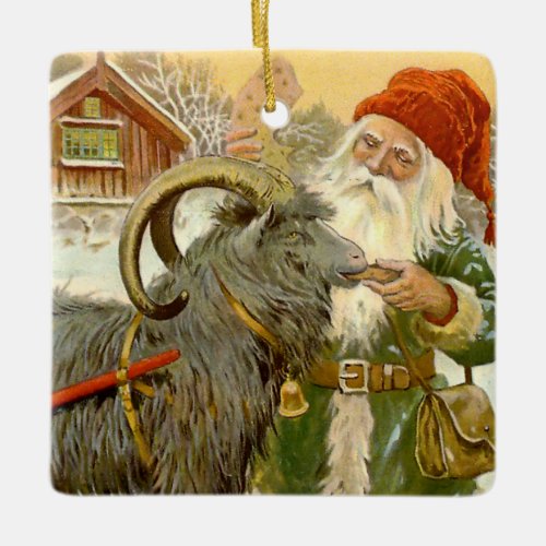 The Sled Goat by Jenny Nystrom Ceramic Ornament