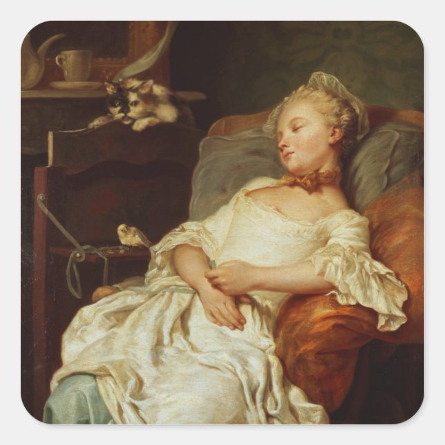 The Sleeper, 1759 (oil on canvas) Square Sticker (Front)