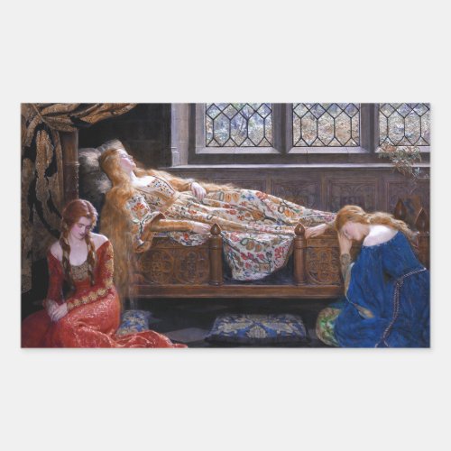 The Sleeping Beauty, c. 1921 by John Collier Rectangular Sticker