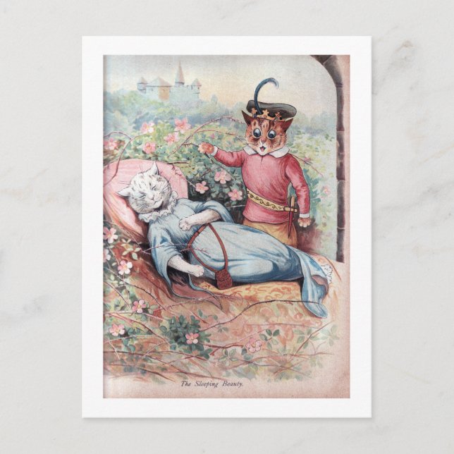 The Sleeping Beauty, Louis Wain Postcard (Front)