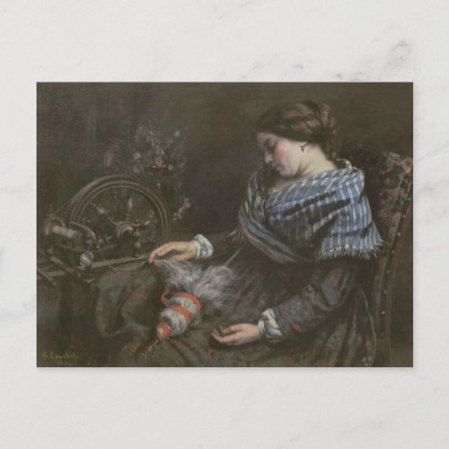 The Sleeping Embroiderer 1853 Postcard