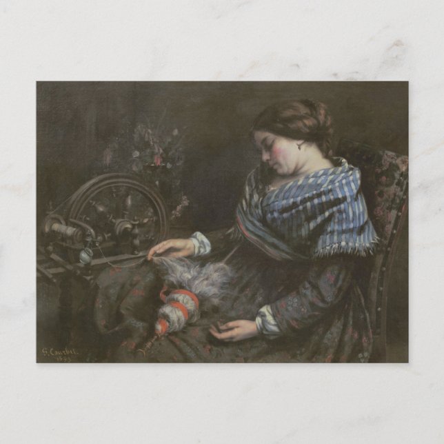 The Sleeping Embroiderer, 1853 Postcard (Front)