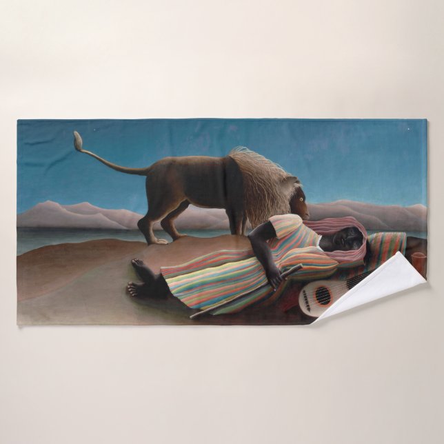 The Sleeping Gypsy, Henri Rousseau Bath Towel (Bath Towel)