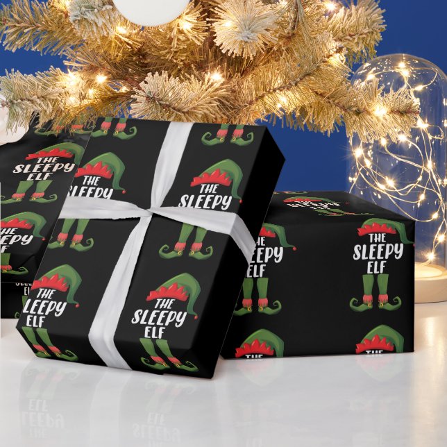 The Sleepy Elf Family Matching Group Christmas  Wrapping Paper (Holidays)