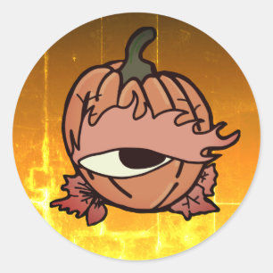 The Sleepy Eye of the Spooky Pumpkin Classic Round Sticker