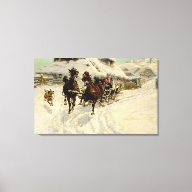 The Sleigh Ride, 1896 (oil on canvas) Canvas Print (Front)